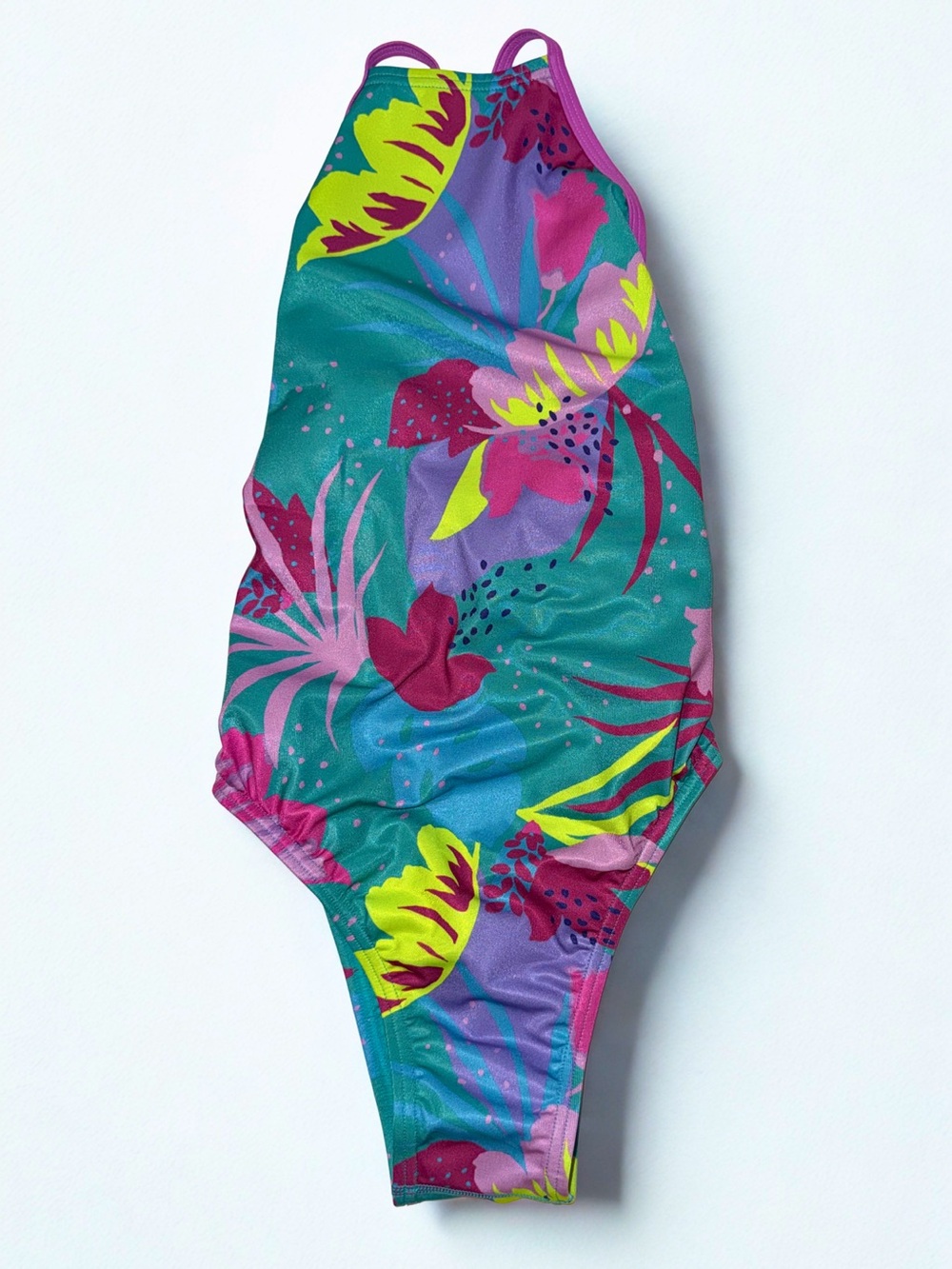 Speedo Eco Tropical Print One-Piece Swimsuit in Teal & Pink size 30/4